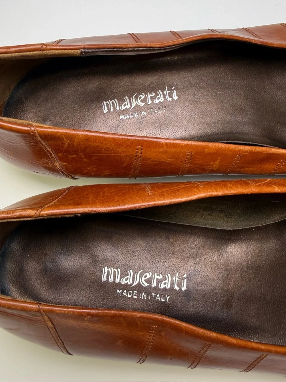 Maserati Vintage Brown Genuine Leather Italian Made Women's Flats Size 8